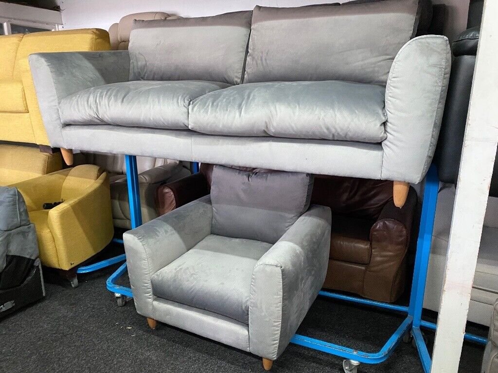 Ex Display John Lewis Zenith Grey Velvet 4 + 1 Seater Sofas 70Off Rrp